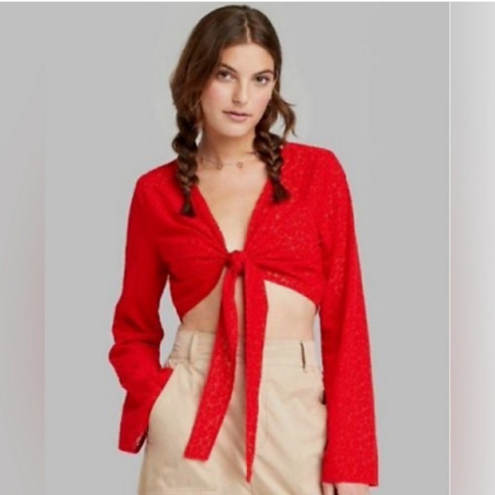 Wild Fable Red Floral Lace Blouse